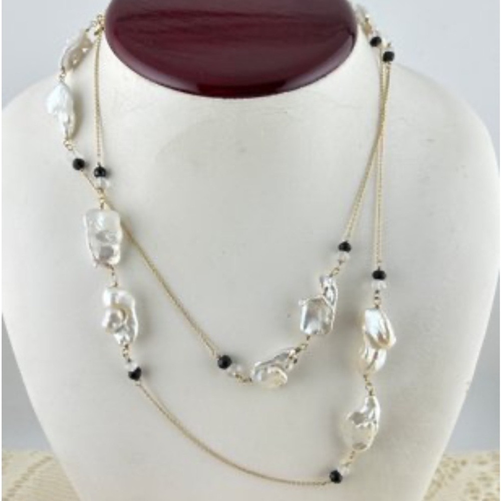 TUA Elegant Baroque Pearl And Vermeil Sterling Necklace
